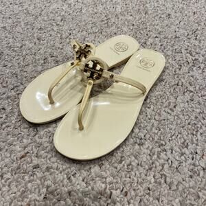 Tory Burch Mini Miller Jelly Thong Sandals Sz 8 Ivory Casual Summer